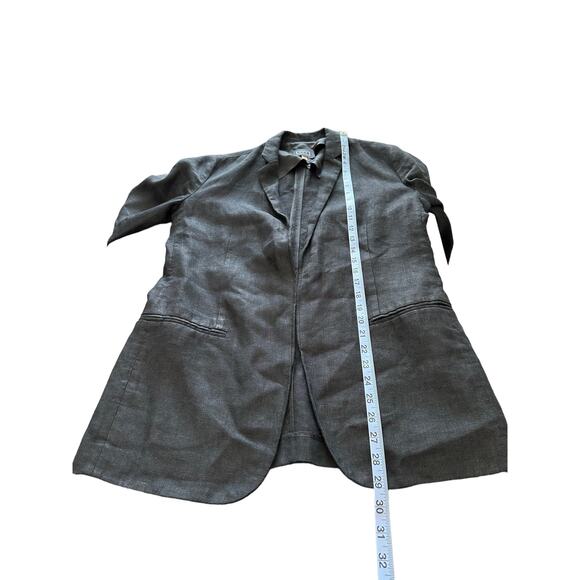 AYR Black Basic Lagenlook Coastal Granmda Relaxed The Rumpled Linen Blazer 6 - Picture 13 of 13